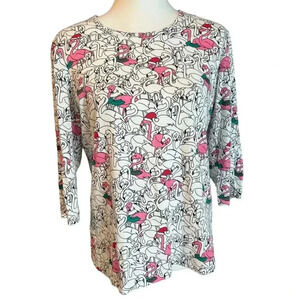 Coral Bay women’s Christmas flamingo print top size petite medium